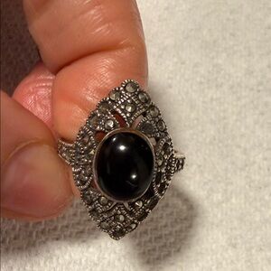 Vintage-Inspired Black Onyx Filigree Ring - Women Jewelry